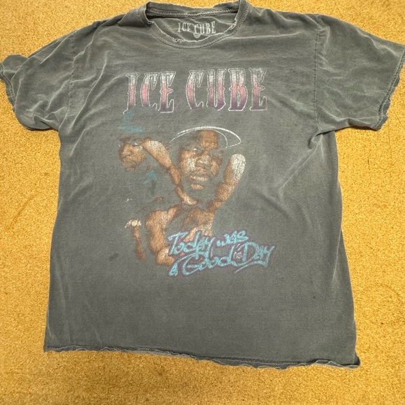 Ice Cube Graphic Tee 90s Rap Hip Hop Distressed Shirt Medium Faded West Coast - Picture 1 of 8
